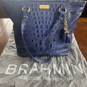 Brahmin Medium Asher Tote Purple Blue Andesite Leather Shoulder Bag